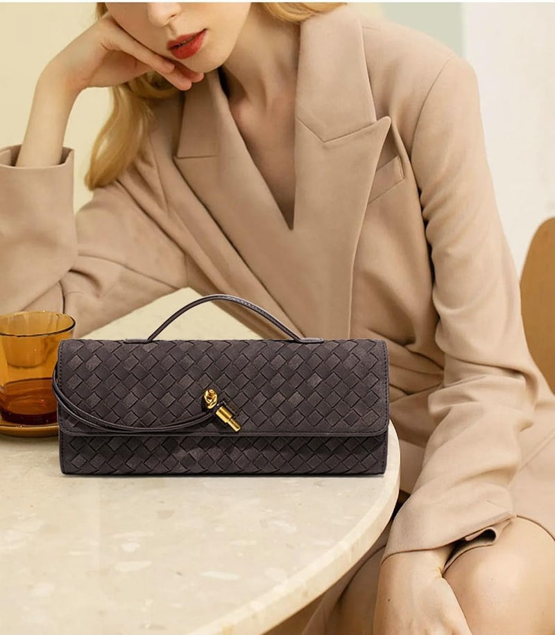 Upbull Trendy Woven Evening Clutch Purses Women Underarm Shoulder Handbag Cute Satchels Crossbody Purse PU Leather Wallet - Image 2